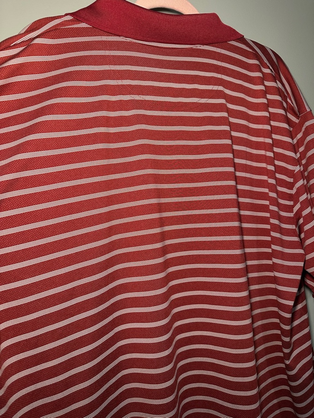 Iowa State Men's Striped Polo in Red Embroidered Logo - Picture 5 of 6